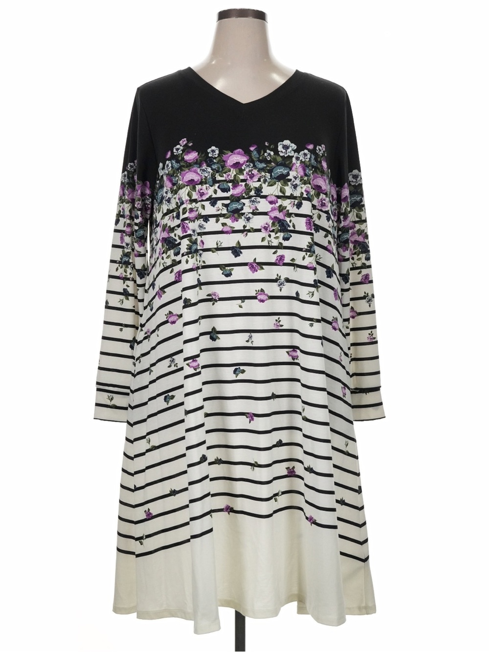 Lularoe Emily Striped with Floral Medium